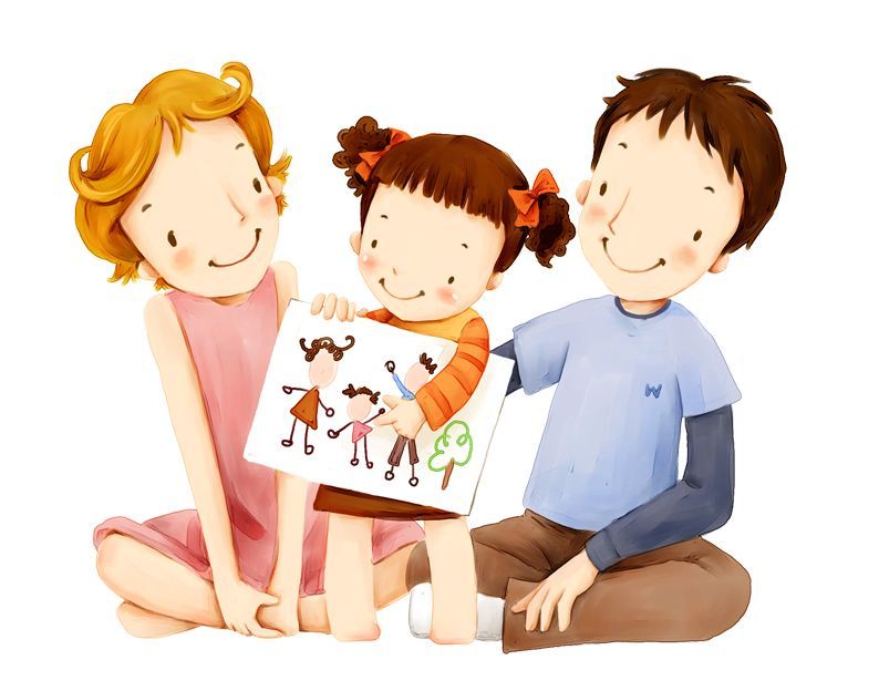 Hình hoạt hình gia đình 3 người đáng yêu 1