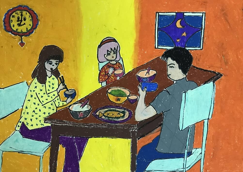 Hình vẽ bữa cơm gia đình ấn tượng 11