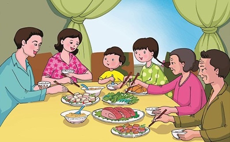 Hình vẽ bữa cơm gia đình ấn tượng 12