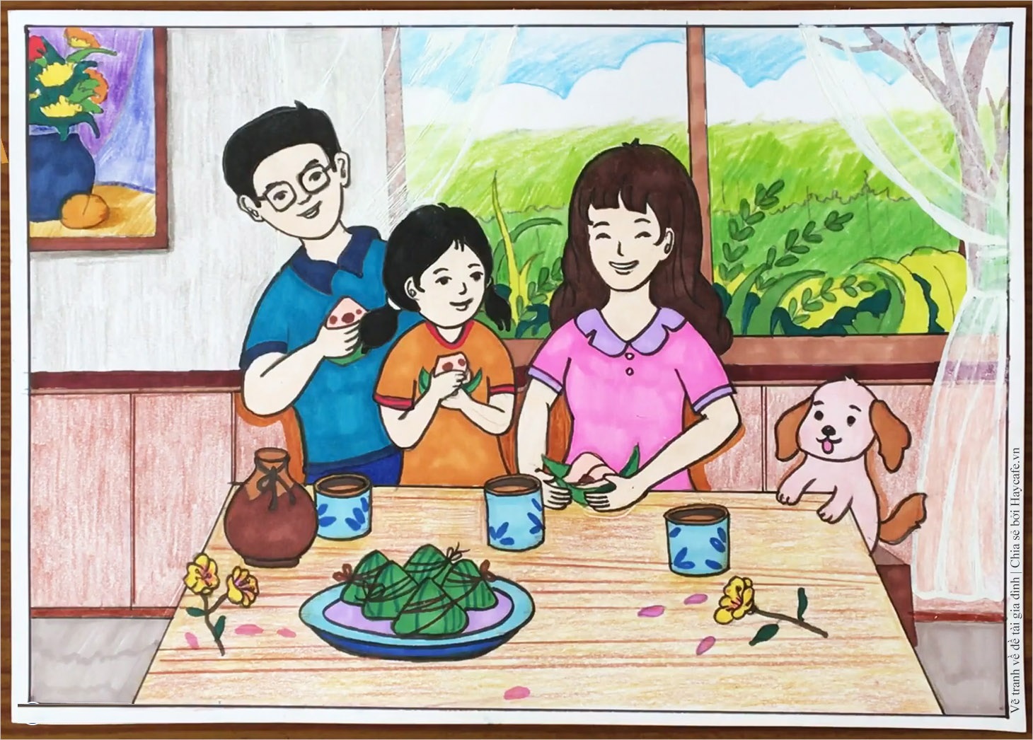 Hình vẽ bữa cơm gia đình ấn tượng 14