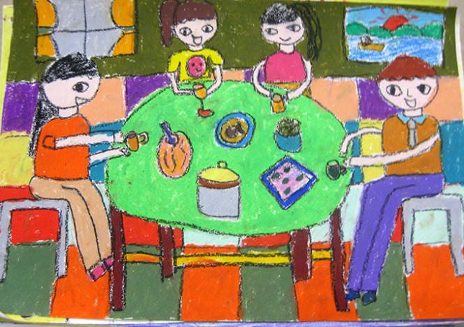 Hình vẽ bữa cơm gia đình ấn tượng 17
