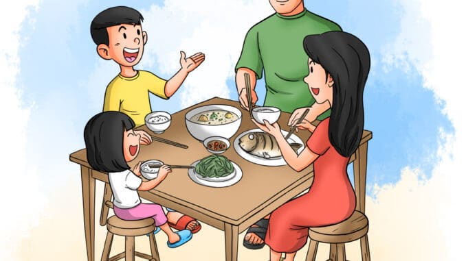 Hình vẽ bữa cơm gia đình ấn tượng 8