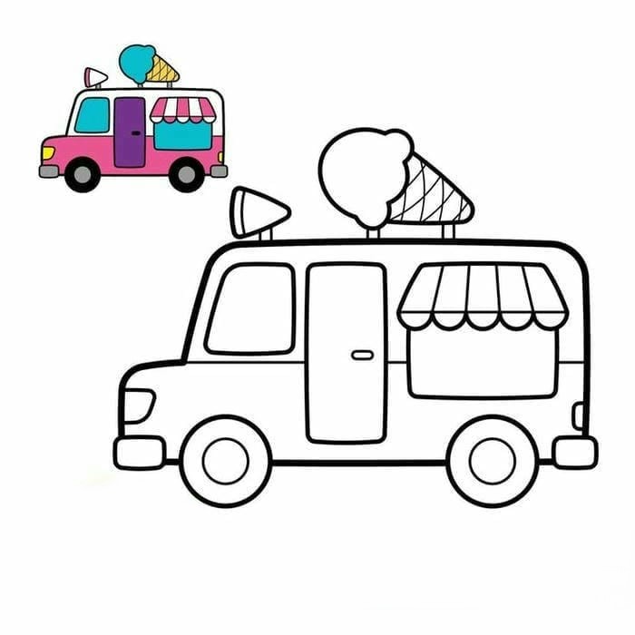 anh-tranh-to-mau-xe-ban-kem-don-gian-cho-be Ảnh tranh tô màu xe bán kem đơn giản cho bé