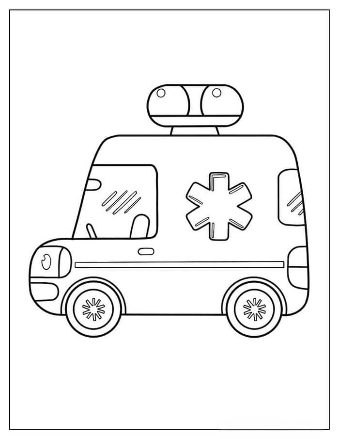 Ảnh hình tô màu xe cứu thương đơn giản