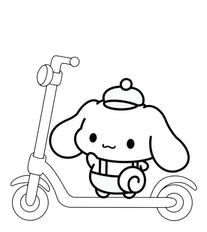 anh-to-mau-cinnamoroll-di-xe Ảnh tô màu Cinnamoroll đi xe