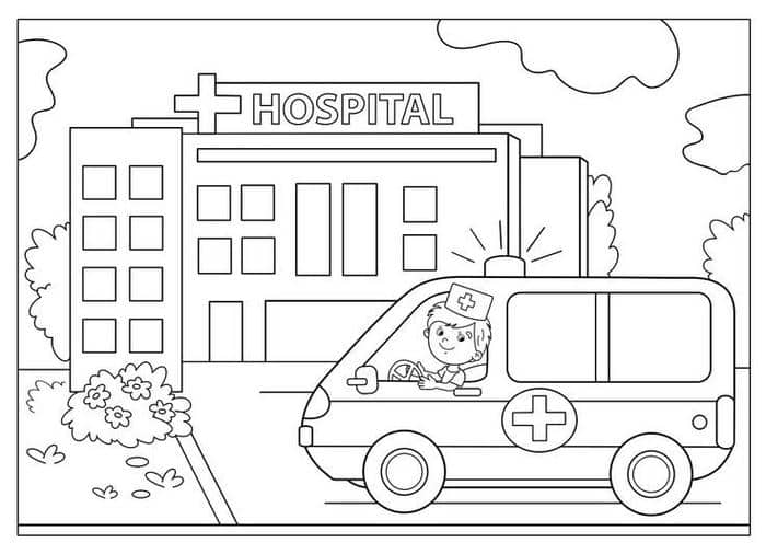 Ảnh tô màu hình xe cứu thương
