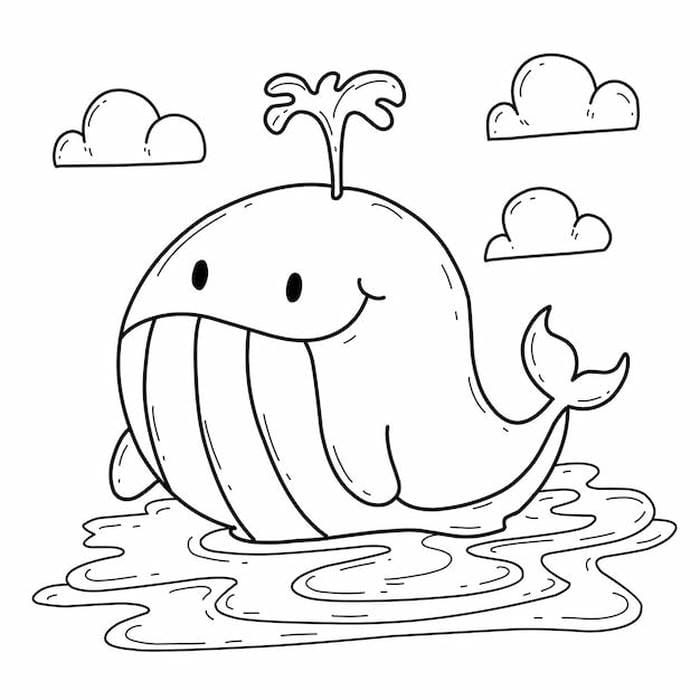 Ảnh tranh tô màu cá voi siêu đáng yêu cho bé