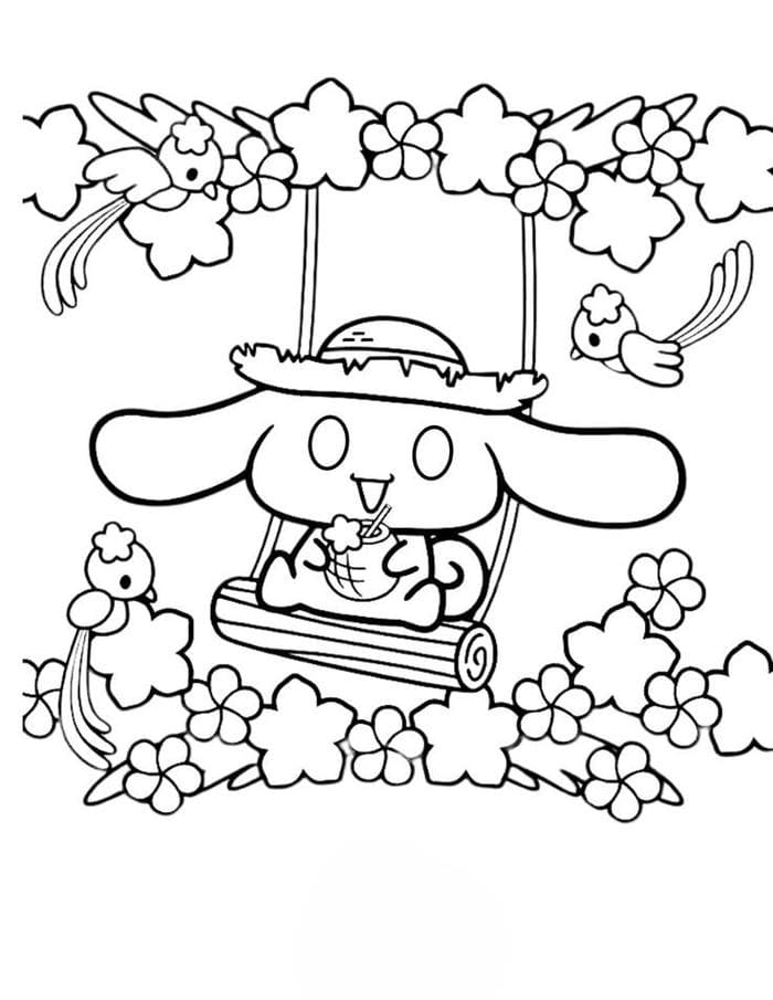 anh-tranh-to-mau-cinnamoroll-ngoi-xich-du Ảnh tranh tô màu Cinnamoroll ngồi xích đu