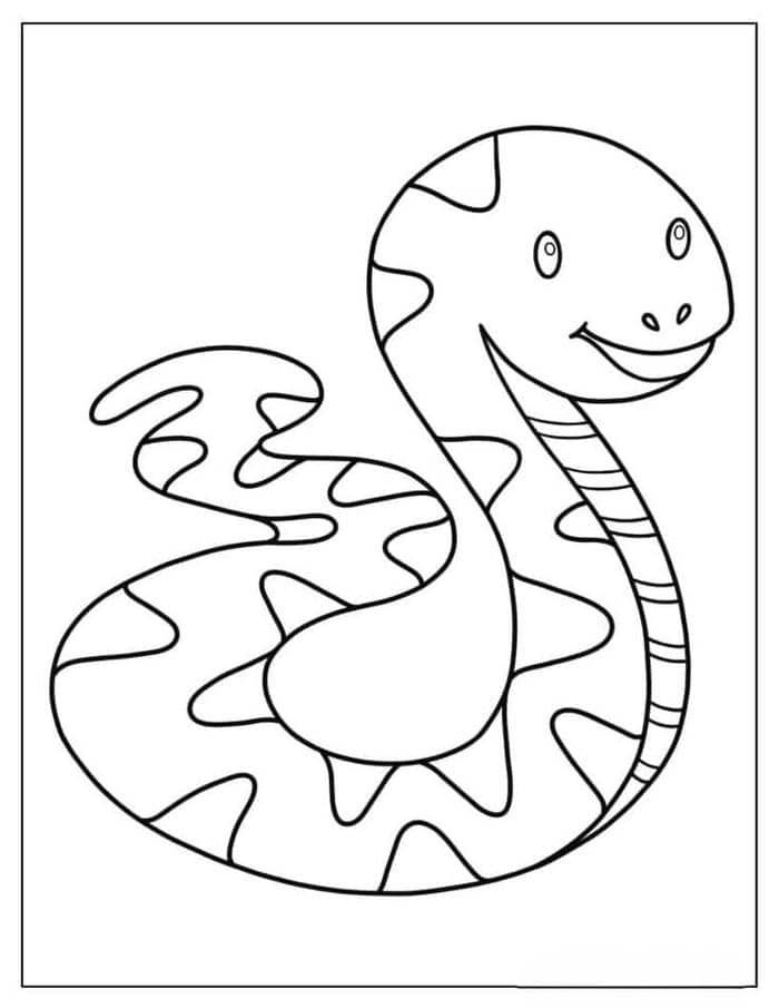 Ảnh tranh tô màu con rắn đơn giản, cute