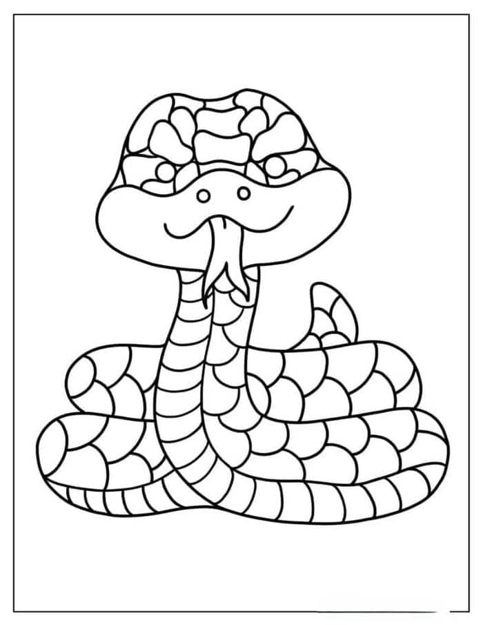 Ảnh tranh tô màu con rắn đơn giản