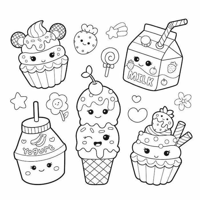 anh-tranh-to-mau-do-an-cute-don-gian-cho-be Ảnh tranh tô màu đồ ăn cute, đơn giản cho bé