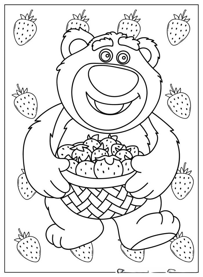 anh-tranh-to-mau-gau-lotso-cung-gio-dau-tay Ảnh tranh tô màu gấu Lotso cùng giỏ dâu tây