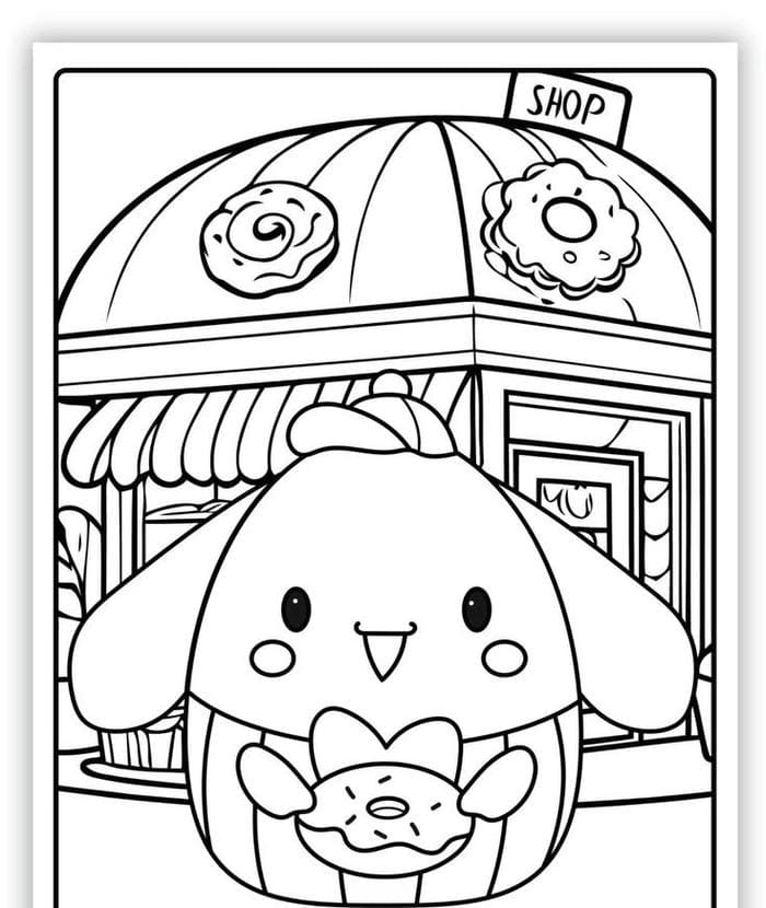 Ảnh tranh tô màu hình bánh cupcake Cinnamoroll