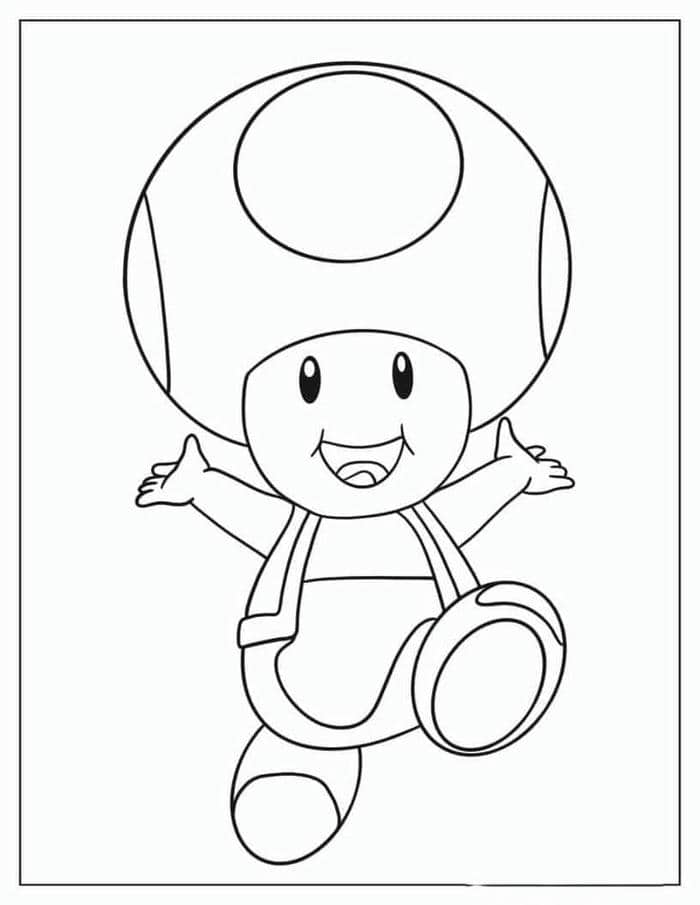 Ảnh tranh tô màu hình cây nấm cute cho bé