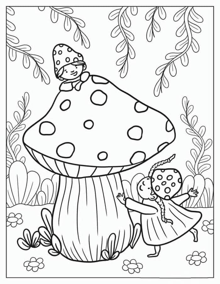 Ảnh tranh tô màu hình cây nấm đẹp