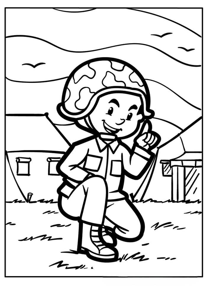 Ảnh tranh tô màu hình chú bộ đội