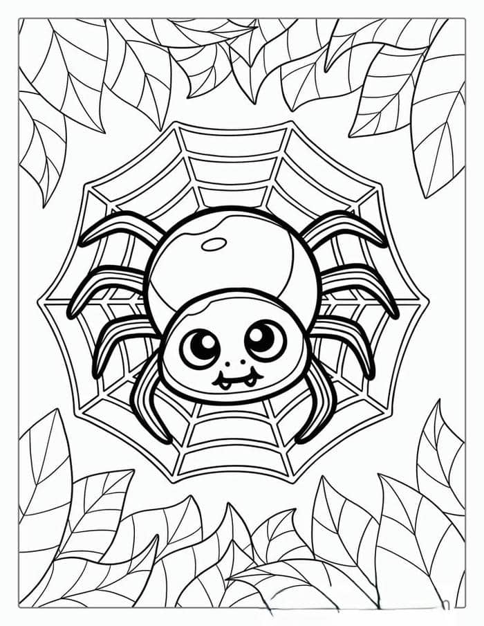 Ảnh tranh tô màu hình con nhện cute cho bé