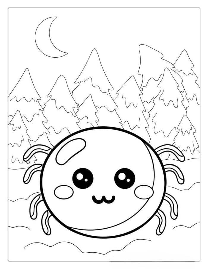 Ảnh tranh tô màu hình con nhện đơn giản, cute