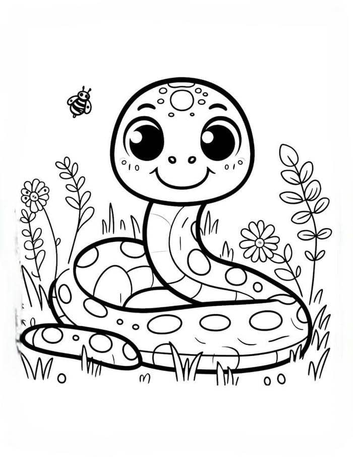 anh tranh to mau hinh con ran cute