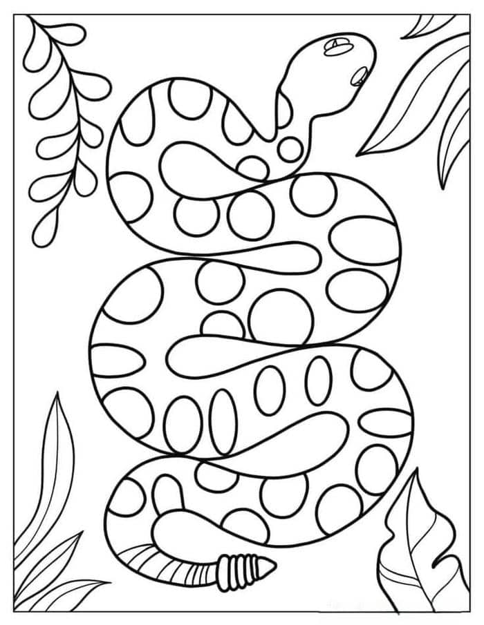 Ảnh tranh tô màu hình con rắn đơn giản cho bé