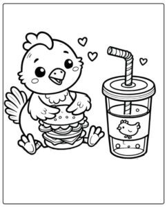 anh tranh to mau hinh ga con an hamburger