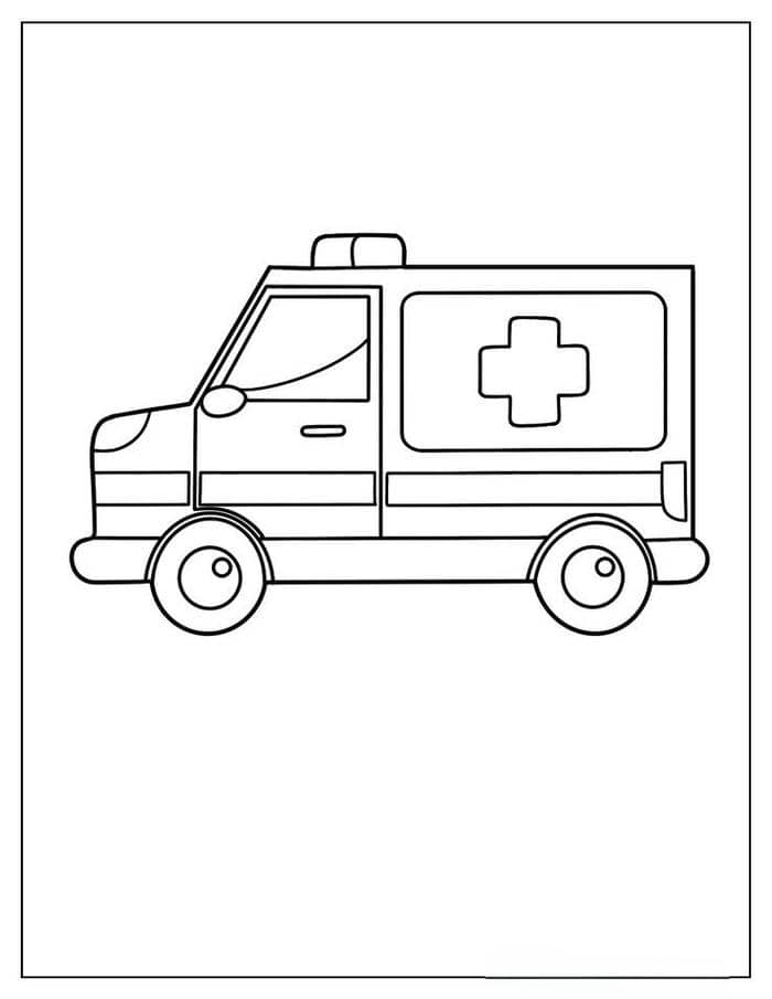 Ảnh tranh tô màu hình xe cứu thương cho bé