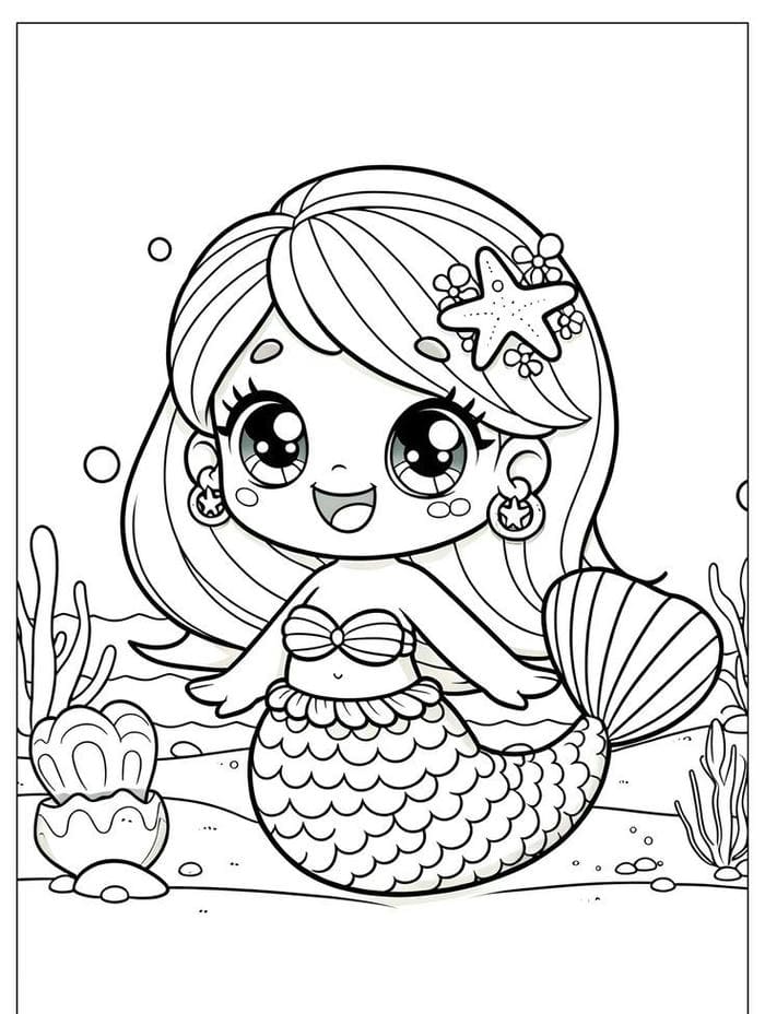anh-tranh-to-mau-nang-tien-ca-chibi-dang-yeu Ảnh tranh tô màu nàng tiên cá chibi đáng yêu