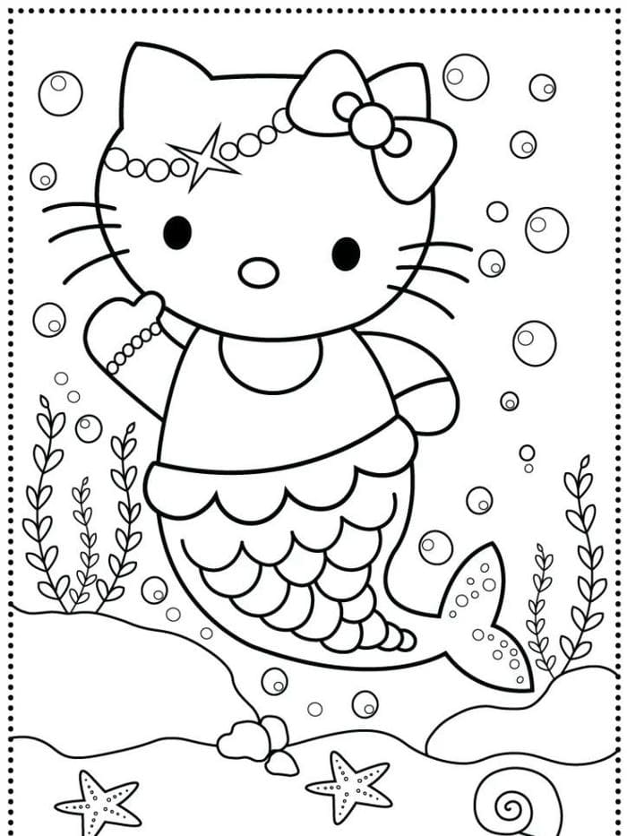 anh-tranh-to-mau-nang-tien-ca-meo-hello-kitty-dang-yeu Ảnh tranh tô màu nàng tiên cá mèo Hello Kitty đáng yêu