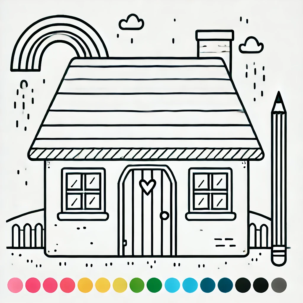 anh-tranh-to-mau-ngoi-nha-cau-vong-don-gian-cho-be Ảnh tranh tô màu ngôi nhà cầu vòng đơn giản cho bé