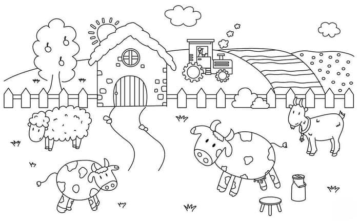 Ảnh tranh tô màu phong cảnh đơn giản cho bé