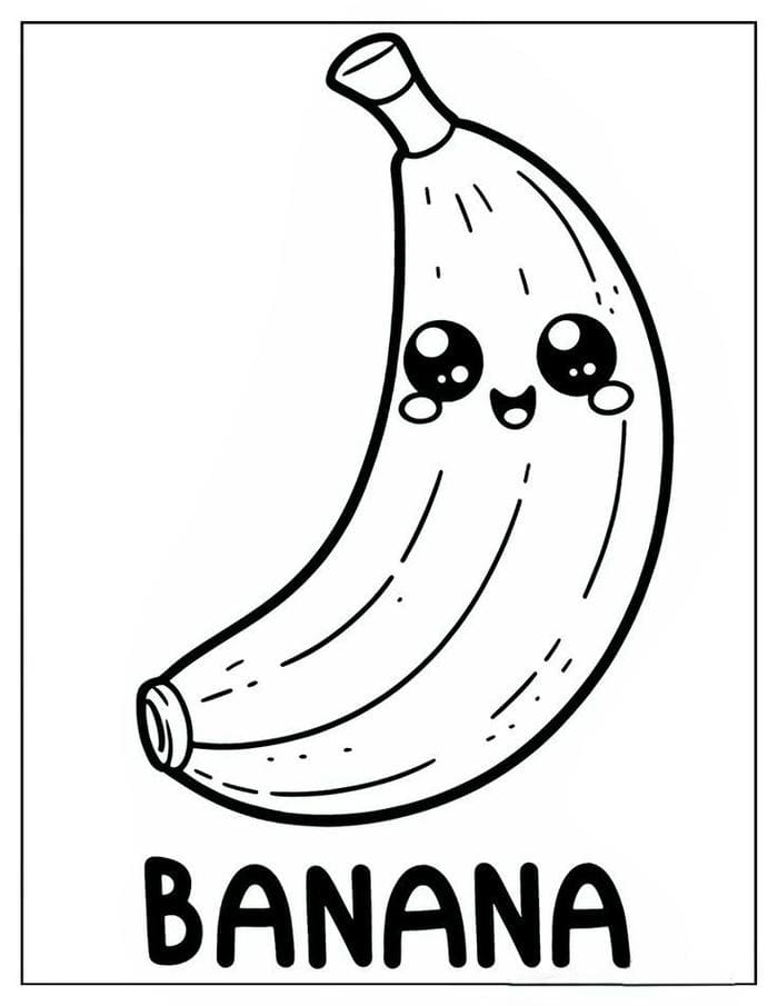 Ảnh tranh tô màu quả chuối siêu cute cho bé