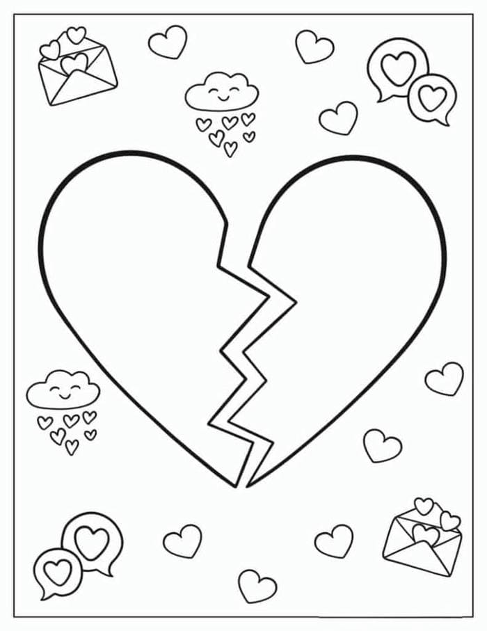 Ảnh tranh tô màu trái tim tan vỡ
