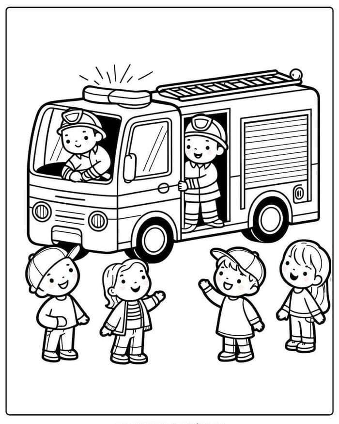 anh-tranh-to-mau-xe-cuu-hoa-cung-cac-ban-nho-dang-yeu Ảnh tranh tô màu xe cứu hỏa cùng các bạn nhỏ đáng yêu