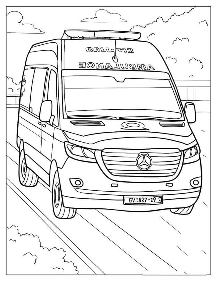 Ảnh xe cứu thương tranh tô màu