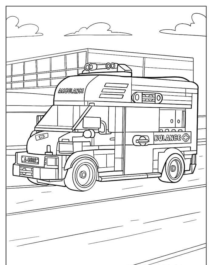 Hình ảnh tranh tô amfu hình xe cứu thương