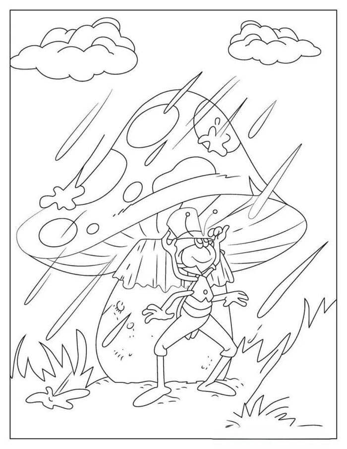 Hình ảnh tranh tô màu cây nấm cho bé