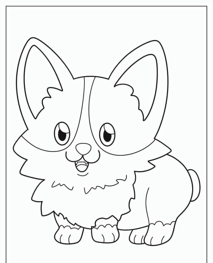 Hình ảnh tranh tô màu chó Corgi đáng yêu