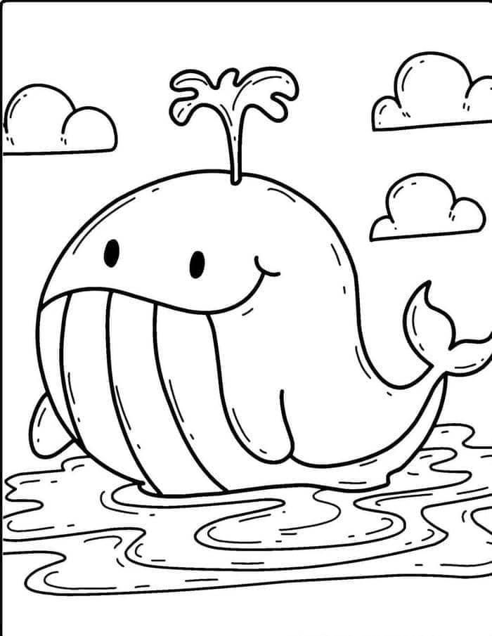 Hình ảnh tranh tô màu con cá voi