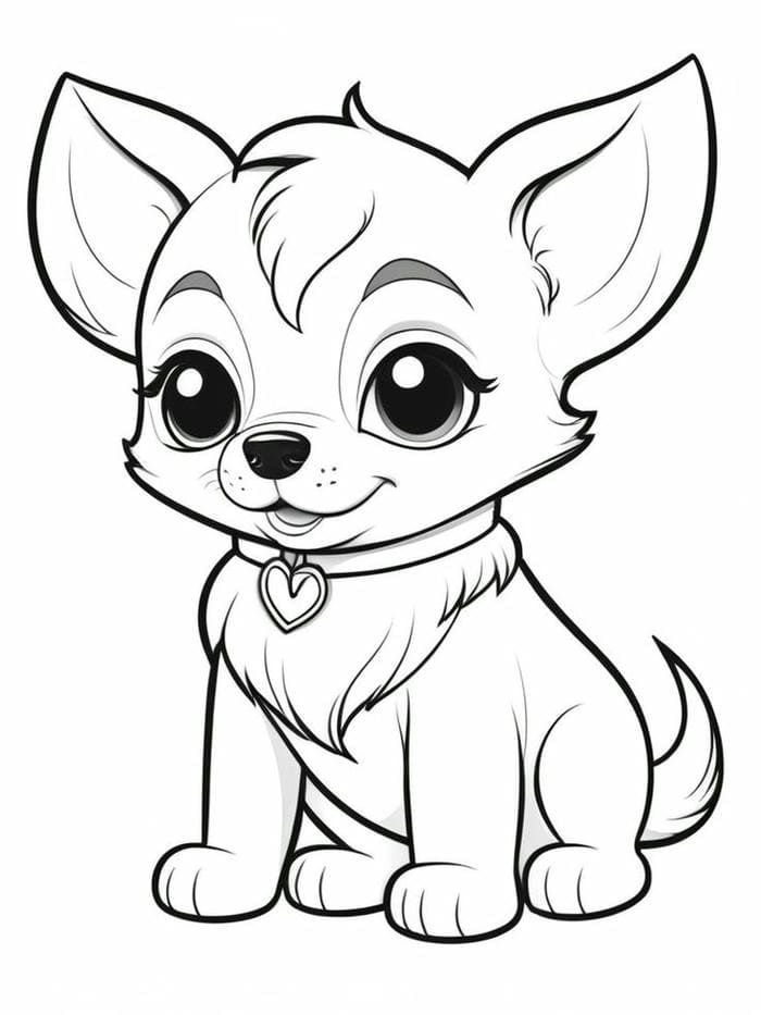 Hình ảnh tranh tô màu hình chó con đơn giản