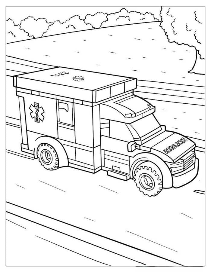 Hình ảnh tranh tô màu hình xe cứu thương