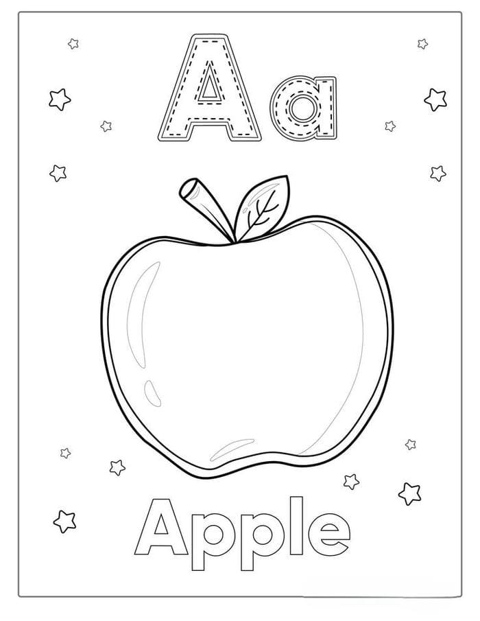 Hình ảnh tranh tô màu quả táo đơn giản cho bé