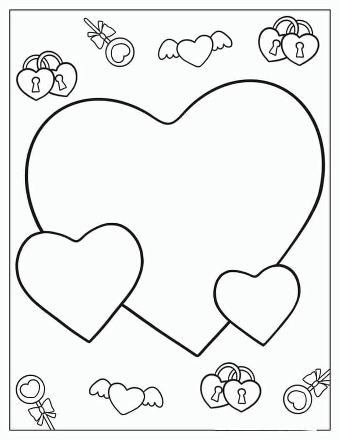 Hình ảnh tranh tô màu trái tim đơn giản