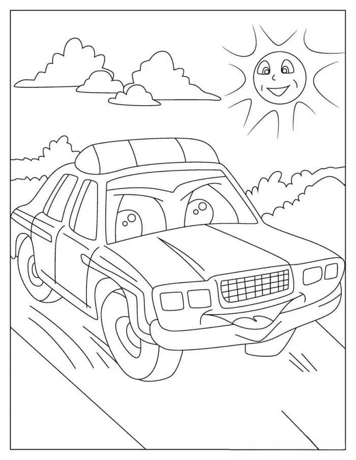 Hình ảnh tranh tô màu xe cảnh sát