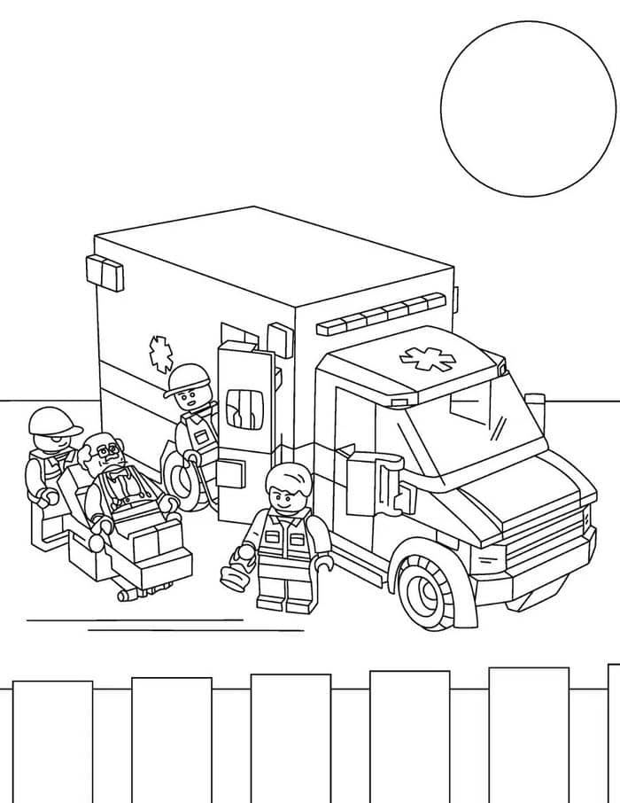 Hình ảnh tranh tô màu xe cứu thương cho bé