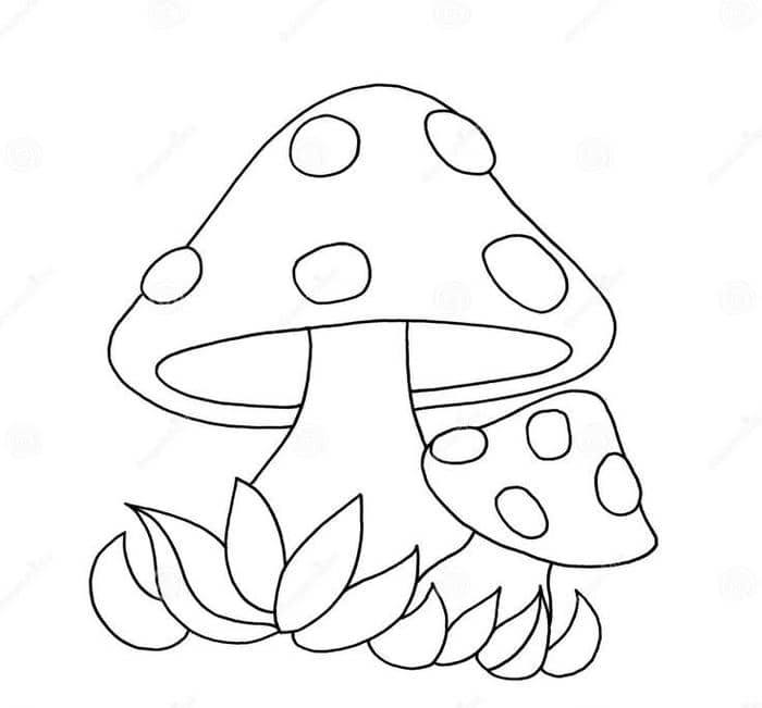 Hình cây nấm cho bé tô màu