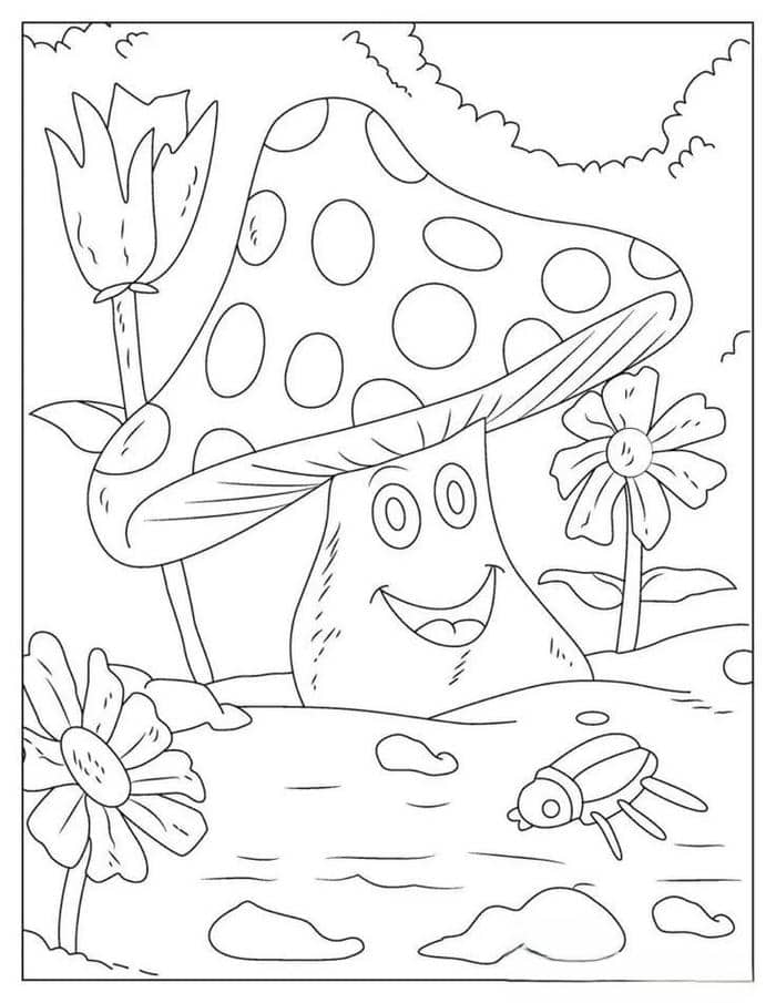 Hình cây nấm tranh tô màu cho bé