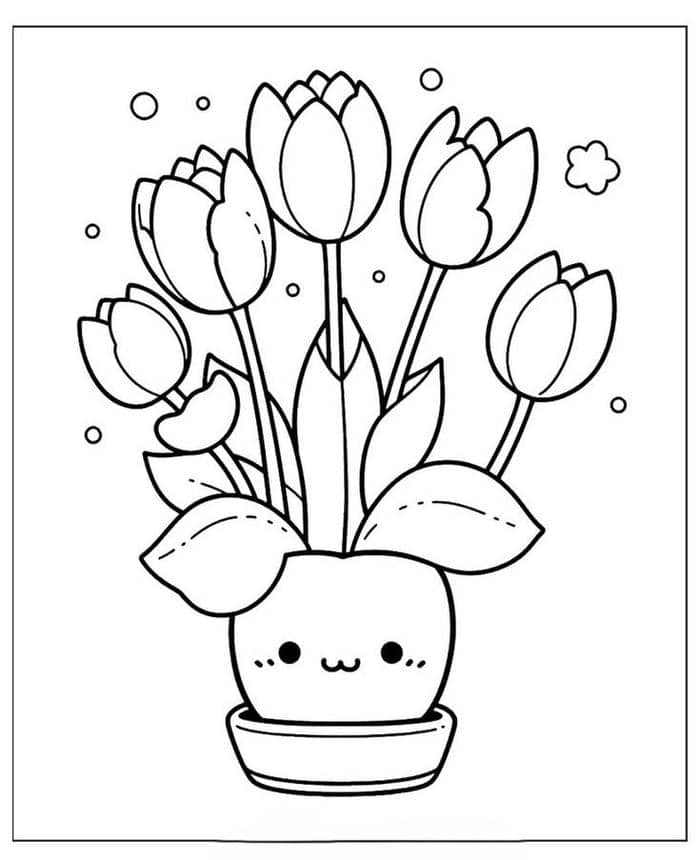 hinh chau hoa tulip tranh to mau cho be