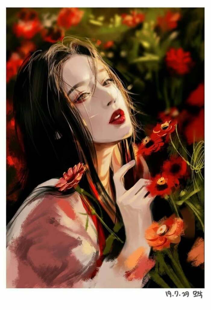 hinh co gai cam hoa 35 Hình cô gái cầm hoa 35