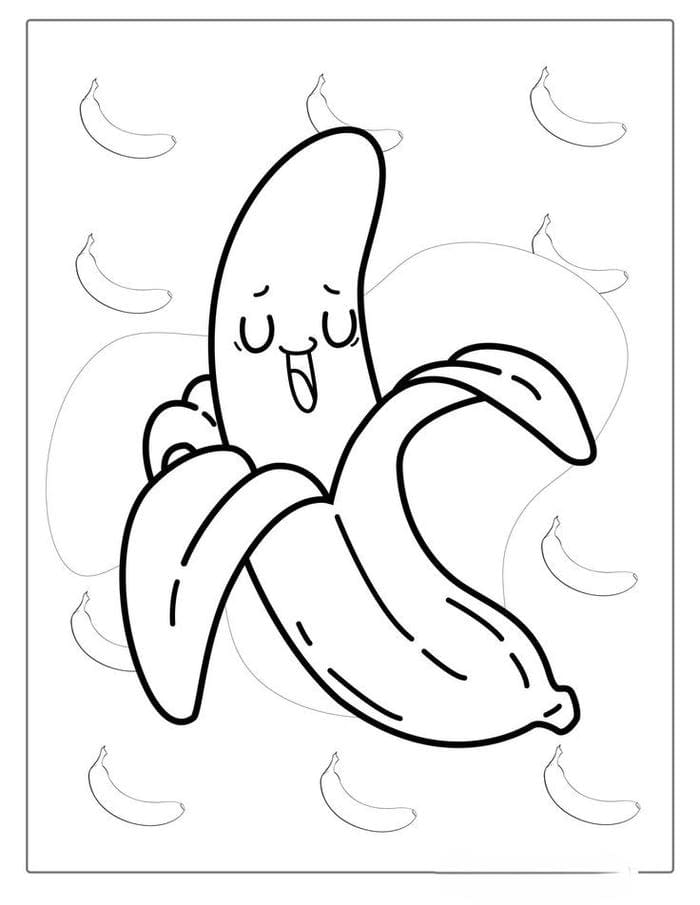 Hình quả chuối tô màu đáng yêu cho bé