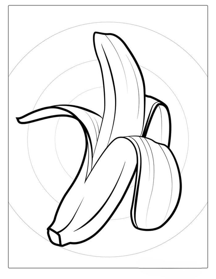 Hình quả chuối tô màu đơn giản cho bé